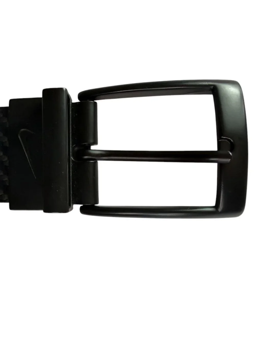 NIKE Golf Belt, Black, Carbon Fiber Textured, Genuine Leather. Size 32.   Chevro